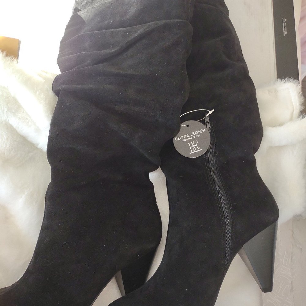 I*N*C Black suede scrunch boots